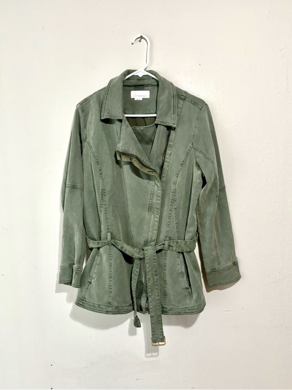 Anthropologie Washed Sage Green Utility Moto Jacket - Picture 2 of 10